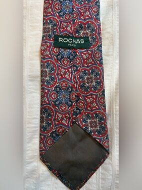 Rochas Paris 100% Silk Red & Blue Printed  Tie